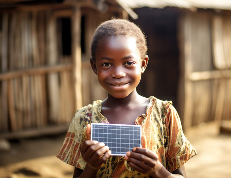 African girl with Solar panel